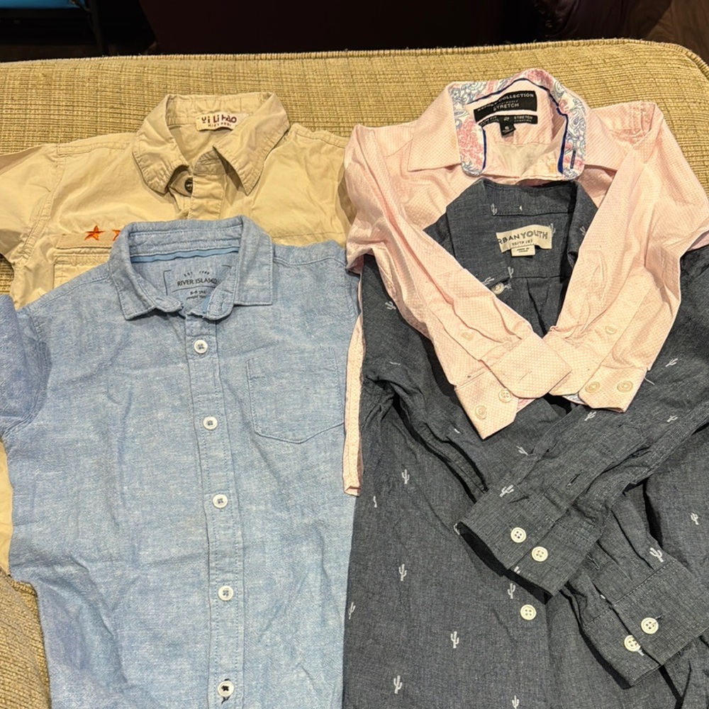 Boys size 5-6 button up shirts.  Two long sleeve and two short sleeve.